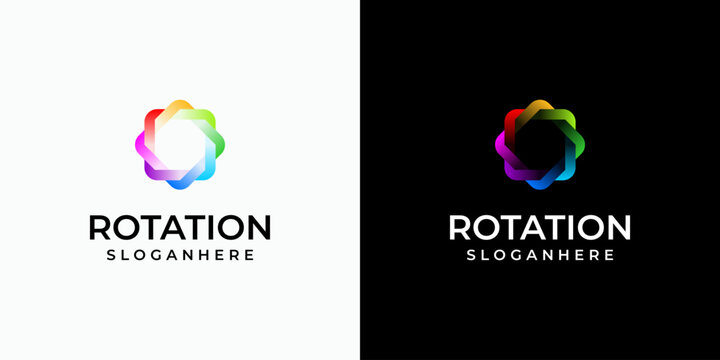 Full color infinite rotation vector logo design with transparency effect in modern, simple, clean and abstract style. Icon for business, research, technology and personal branding.