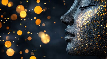 Captivating buddha-inspired portrait serenity amidst chaos digital art abstract close-up spirituality