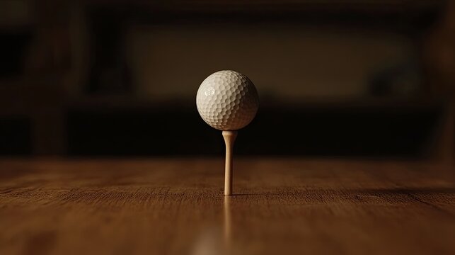 Golf Ball on Tee for Wooden Table, Indoor.