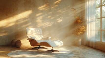 Sunlit room peaceful interior design