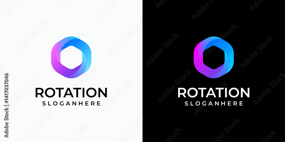 Aufkleber infinite hexagon rotation vector logo design with modern, simple, clean and abstract style. icon for