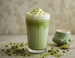 抹茶ラテ 滑らか泡立ち 緑鮮やか 上品な甘さ