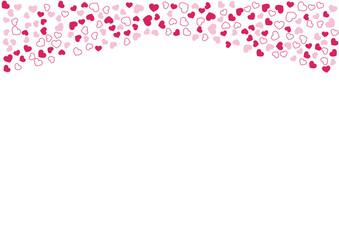 ハート柄の背景 赤系の3色 フチと単色 ハート