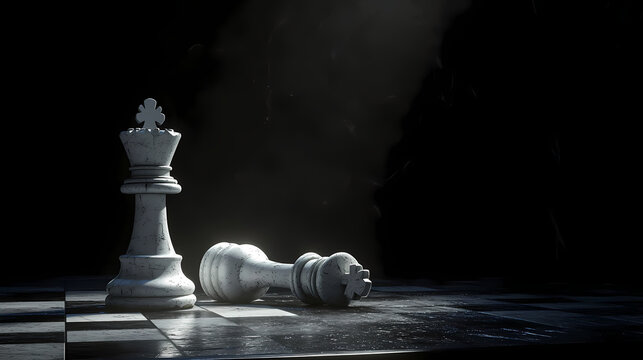 The Chess Victory: Illustrating a compelling chess scene, the image captures the essence of competition with dramatic contrast and shadows