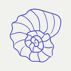 Artistic line drawing of a nautilus shell on a light background showcasing intricate spiral patterns