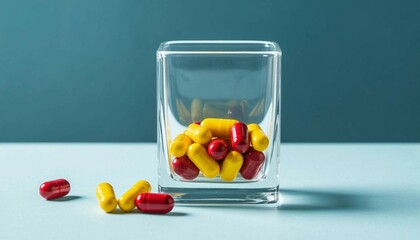 Colorful capsules in glass