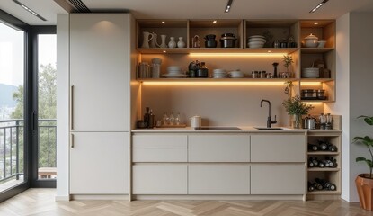 modern kitchen interior with kitchen