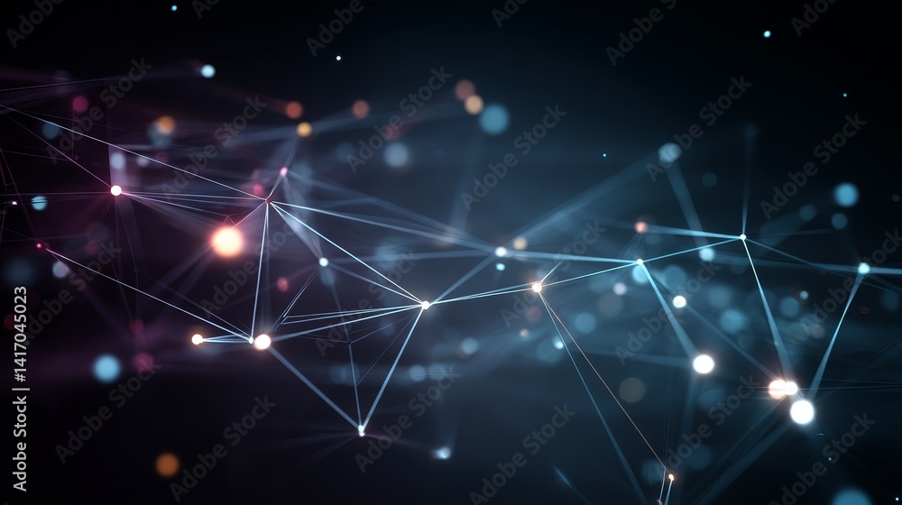 Poster dazzling lights and lines, an abstract visual journey through a dynamic digital landscape