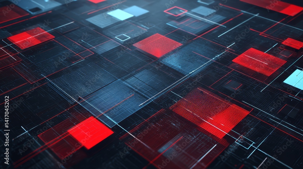 Aufkleber dynamic red and black squares, an abstract background design for modern projects