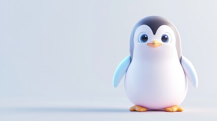 Cute cartoon penguin, soft pastel colors, simple design
