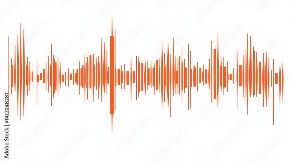 Poster abstract sound wave visualization, dynamic audio frequencies on a clean white background