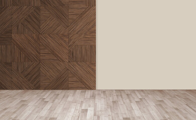 Empty luxury modern Room with a large window and Natural Light, Modern interior design with a light empty mock-up wall. 