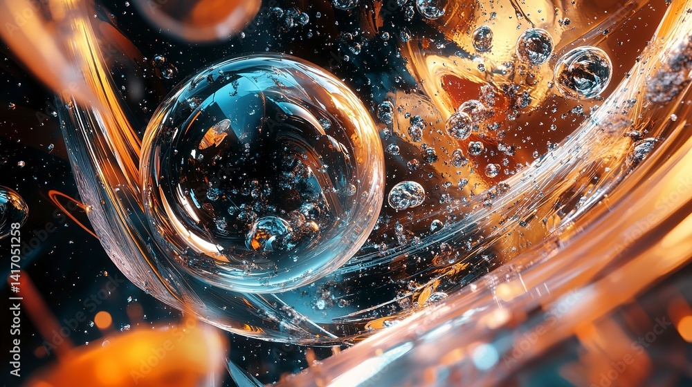 Poster floating abstract 3d shapes in space create a futuristic atmosphere for wallpaper design