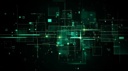 Obraz premium Intricate green abstract background with overlapping squares, a modern and stylish design for various applications