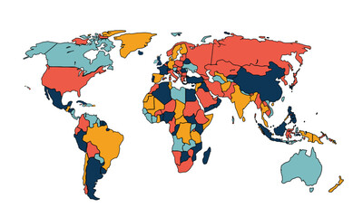 World map isolated on white background. for website layouts, background, education, precise, customizable, Travel worldwide, map silhouette backdrop, earth geography, political, reports.