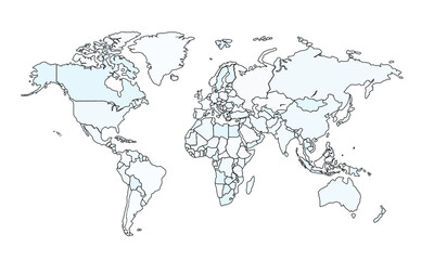 World map isolated on white background. for website layouts, background, education, precise, customizable, Travel worldwide, map silhouette backdrop, earth geography, political, reports.