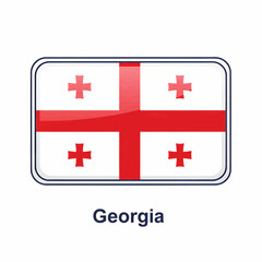 Obraz premium A clear digital illustration of the rectangular flag of georgia. Below the flag, the word 