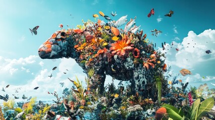 Plastic pollution forms a bear, symbolic of environmental destruction