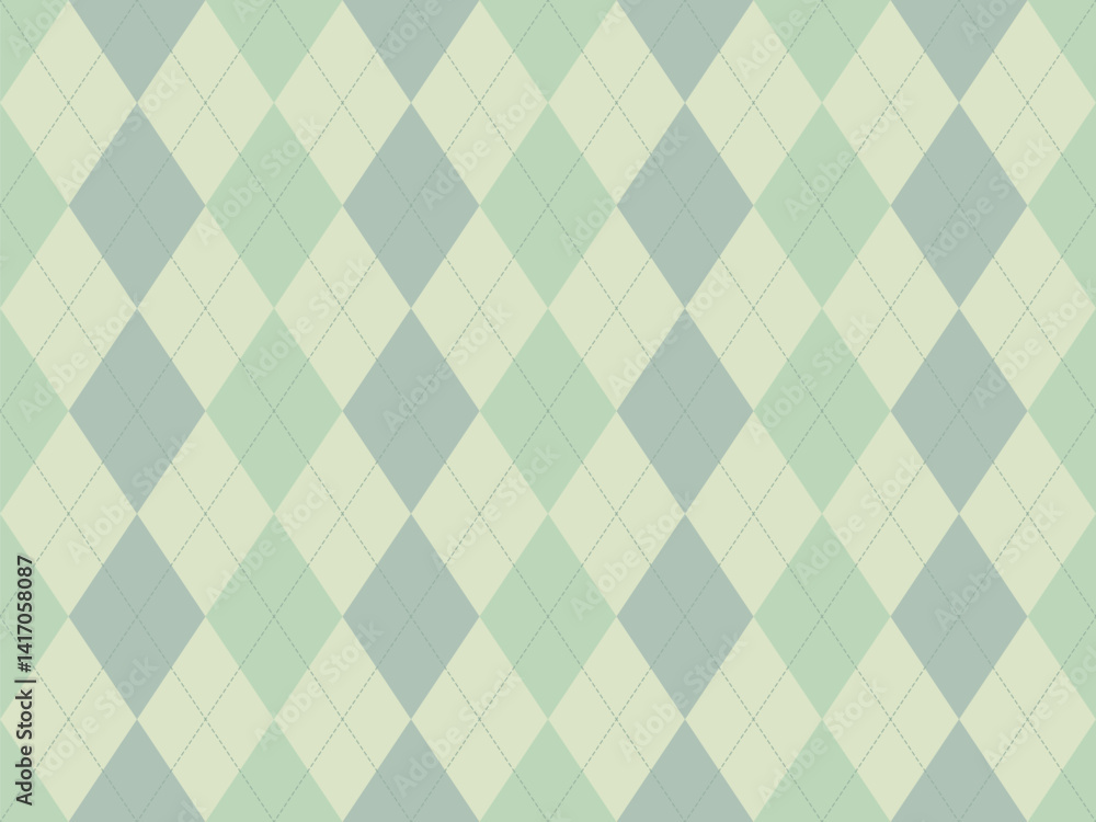 Poster elegant argyle pattern in soft mint and gray. perfect for backgrounds, textiles, or website design. 