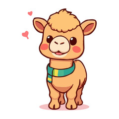 Obraz premium a cute lovely colourful alpaca cartoon illustration