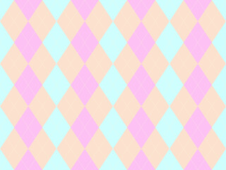 Delightful pastel argyle pattern.  Soft pink, peach, and light blue diamonds create a cheerful, versatile background ideal for websites, presentations, or branding.