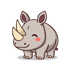 a cute lovely colourful rhino cartoon illustration