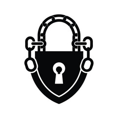 Medieval Style Iron Lock With Chains Wrapped Around  