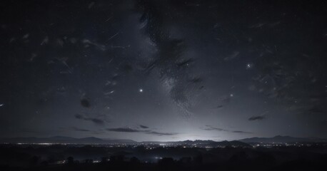 Fototapeta premium Dark inky sky densely populated with brilliant stars , calm, astronomical, sky