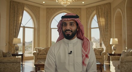 Naklejka premium Saudi Arabian Man in Luxurious Interior
