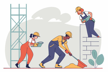 Obraz premium construction worker with shovel