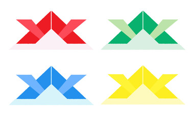 兜　折り紙　カラー　