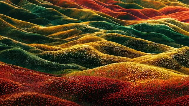 Colorful, undulating hillscapes
