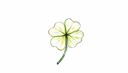 Green four-leaf clover illustration on white background  