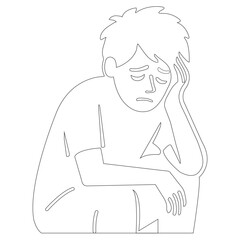 a man person depressed line silhouette head in despair vector art