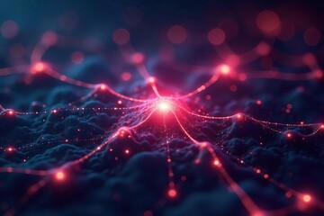 Fototapeta premium Abstract network node, glowing, against pure white , system, glowing, isolated on white