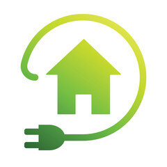 Eco house icon vector. Green house with electric plug sign, electricity and green energy concept for graphic design, logo, web site, social media, mobile app, ui illustration.