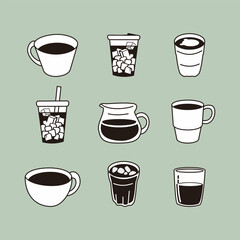 Collection cup mug coffee on background for decoration