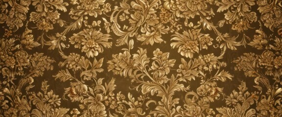 Obraz premium Golden damask floral background Intricate leaf & flower motifs , background, luxury, classic