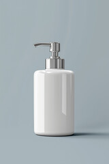 ceramic or plastic soap dispenser, minimal bathroom design, isolated on white background