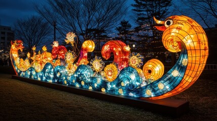 Illuminated Dragon Boat Lantern Festival Night