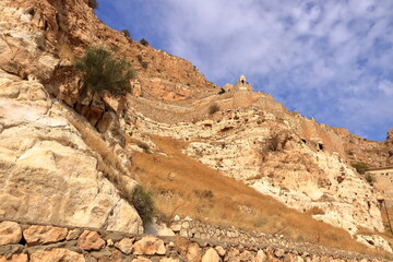 view to the Monastery of Rabban Hormizd in the Christian town of Alqosh, Kurdistan, Iraq