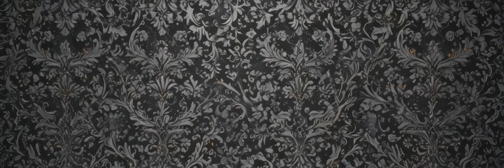 Monochromatic damask  Refined, repeating design with ornate details , illustration, monochrome
