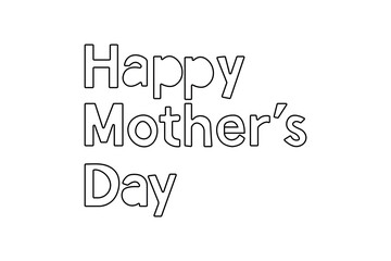 Happy mother's day one line drawing  minimalist continuous one line art vector illustration
