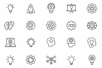 Creative Concept Icons – Minimal Line Art SVG for Ideas and Innovation

