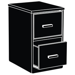 File cabinet silhouette vector illustration on white background