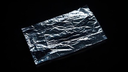 Naklejka premium Wrinkled plastic wrap texture on a black background. Cellophane package wallpaper