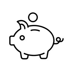 Obraz premium Piggy Bank Outline Icon Saving Money Concept Investment Financial Symbol