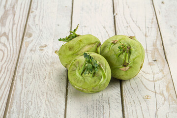 Raw fresh organic kohlrabi cabbage