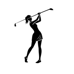 Silhouette Illustration Of A Woman Playing Golf Illustration