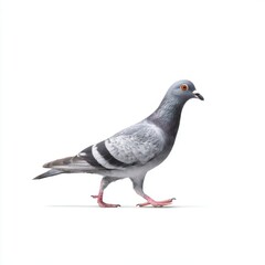 Naklejka premium Pigeon walking gracefully isolated on white background